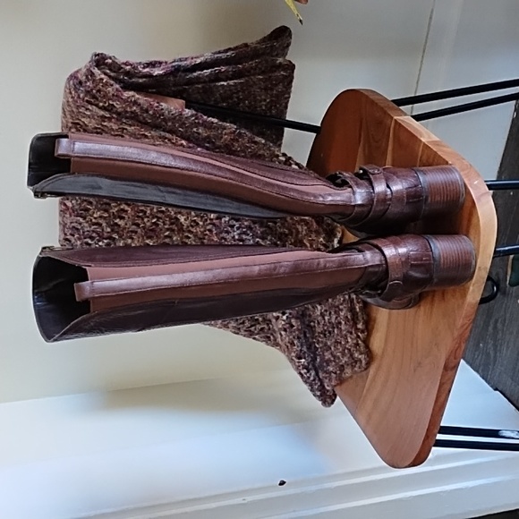 Marc Fisher brown tall leather boots with buckle detail size 8 1/2 - Picture 3 of 15